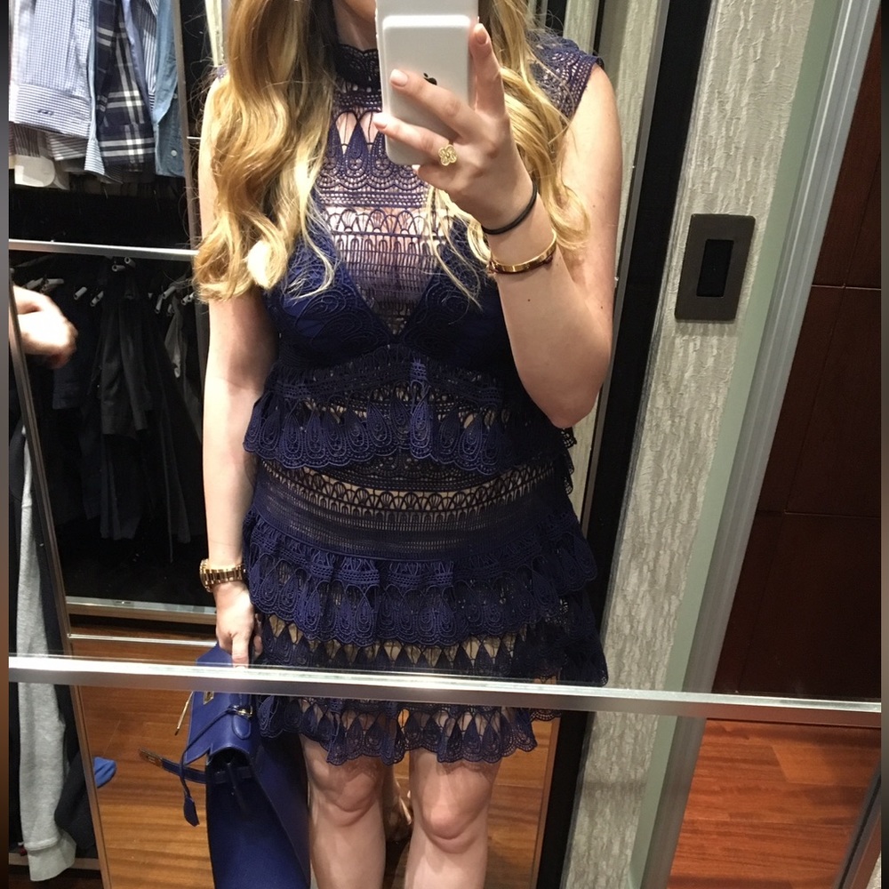 Self-Portrait Navy Lace Dress